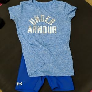 XS UA shirt and shorts
